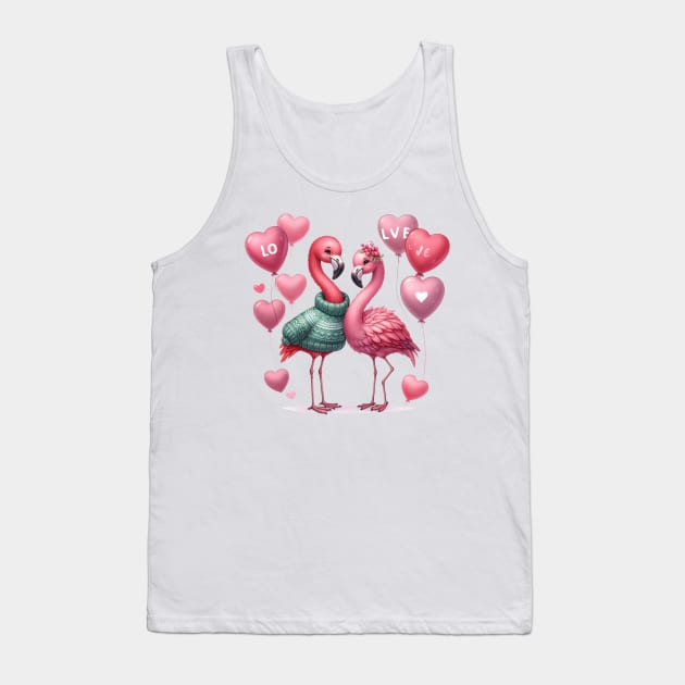 Valentine Love Flamingos Tank Top by Chromatic Fusion Studio